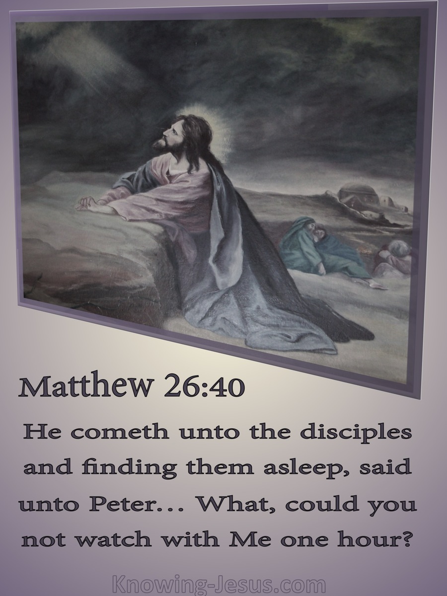 Matthew 26:40 Could You Not Watch With Me One Hour (purple)